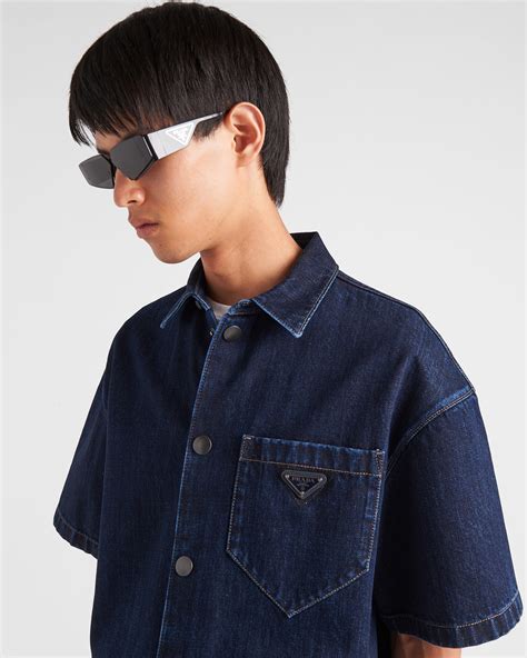 prada men denim shirt|prada denim shirt women's.